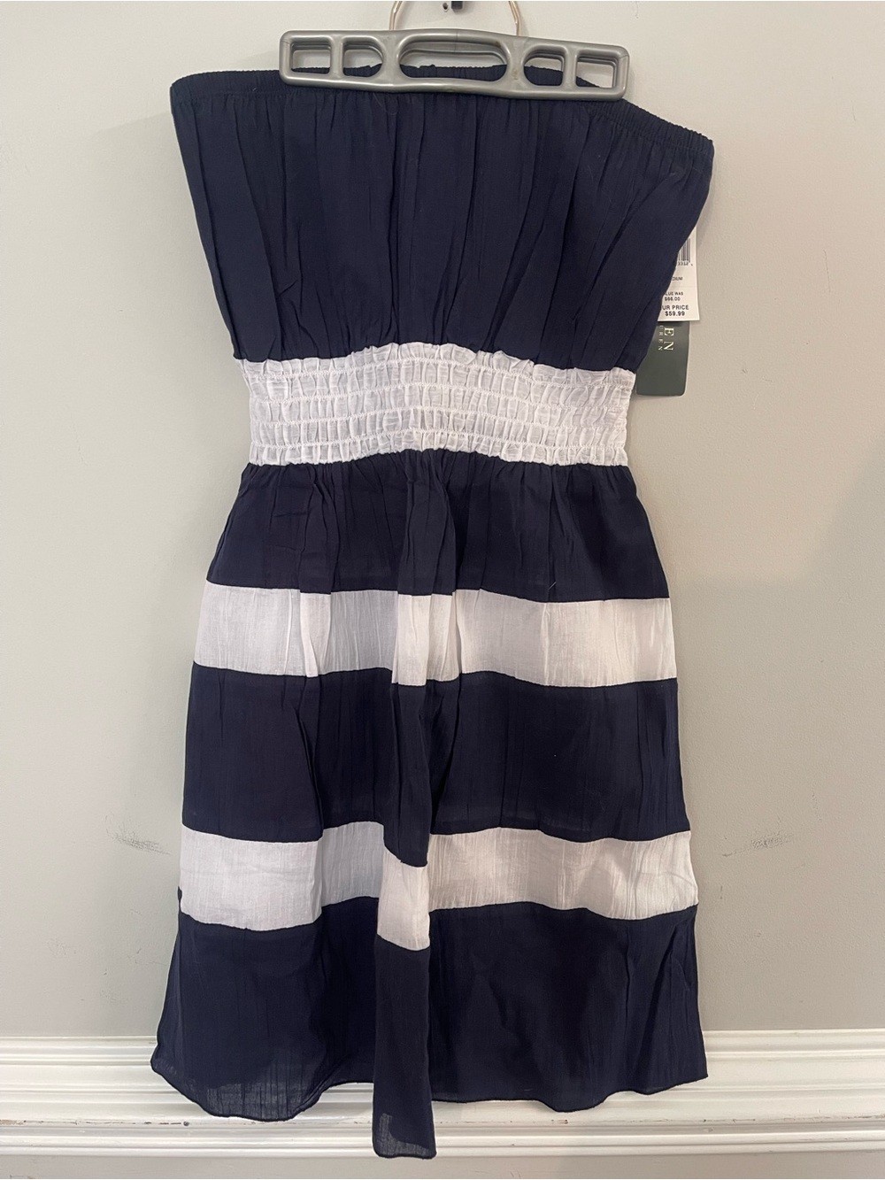 Ralph Lauren Navy and White Strapless mini Dress or cover up